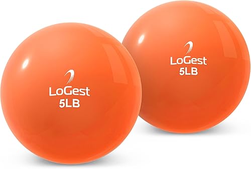 Logest Par de pelotas de ejercicio de tonificación ponderada, bola medicinal de forma redonda, 1 libra, 2 libras, 3 libras, 4 libras, 5 libras, 6