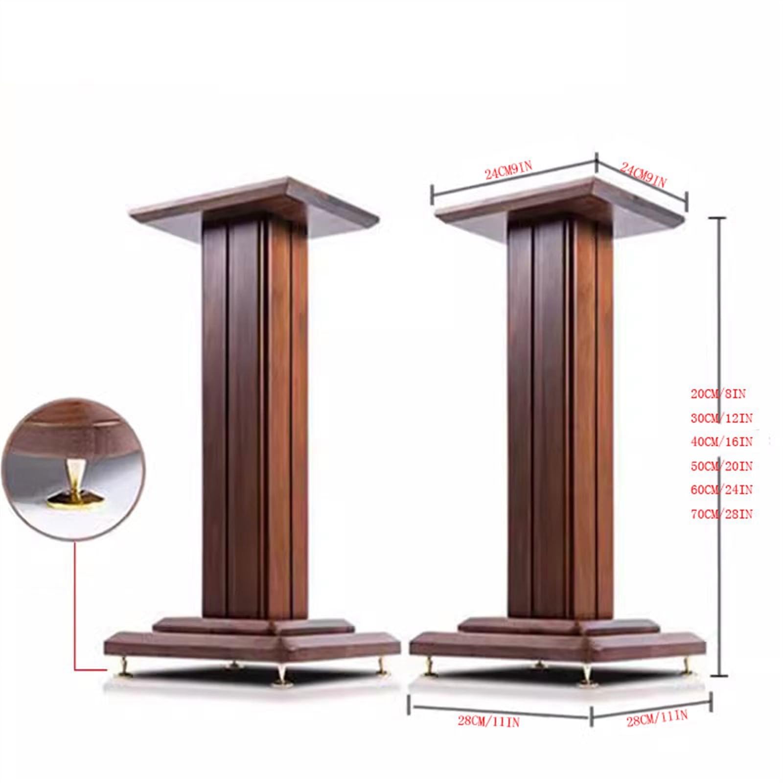 Supporto per altoparlanti in legno massello professionale per altoparlanti StandFloor Surround Sound StandBookcase Speaker Stand Studio Monitor Stand (28 x 28 x 20 cm)