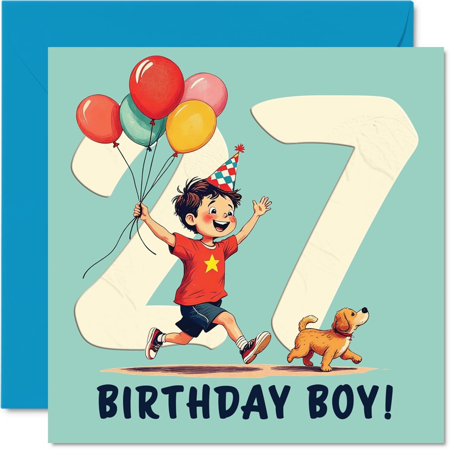 27th Birthday Cards for Men, Balloon Boy
