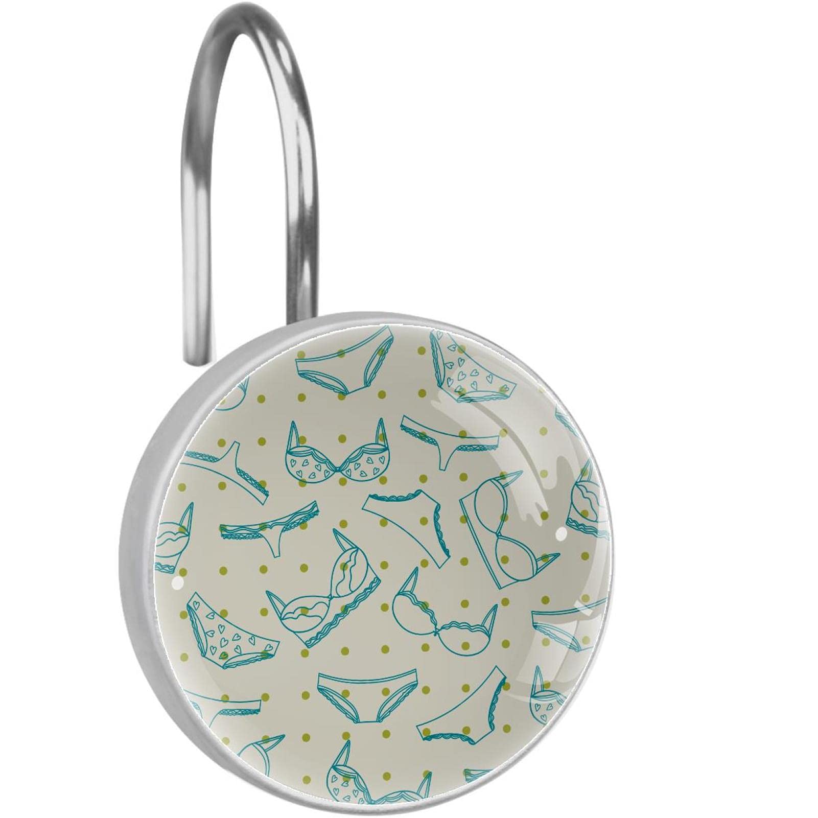 Crochets pour rideau de douche acier inoxydable et pois verts pour votre nid douillet