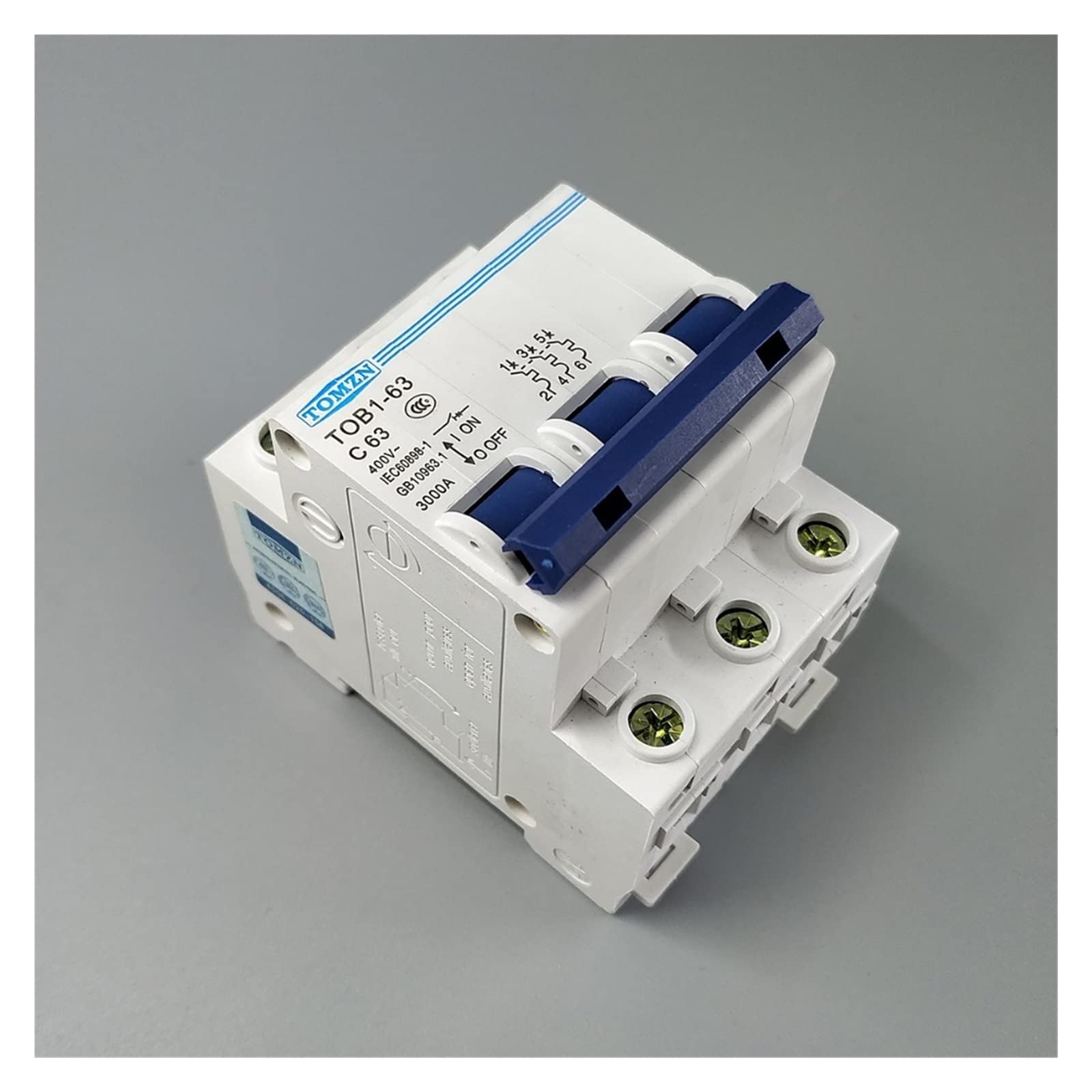 Mini disyuntor magnetotermico de 3 polos 3P AC MCB TOB1-63 C Tipo para sistemas de 230V y 400V