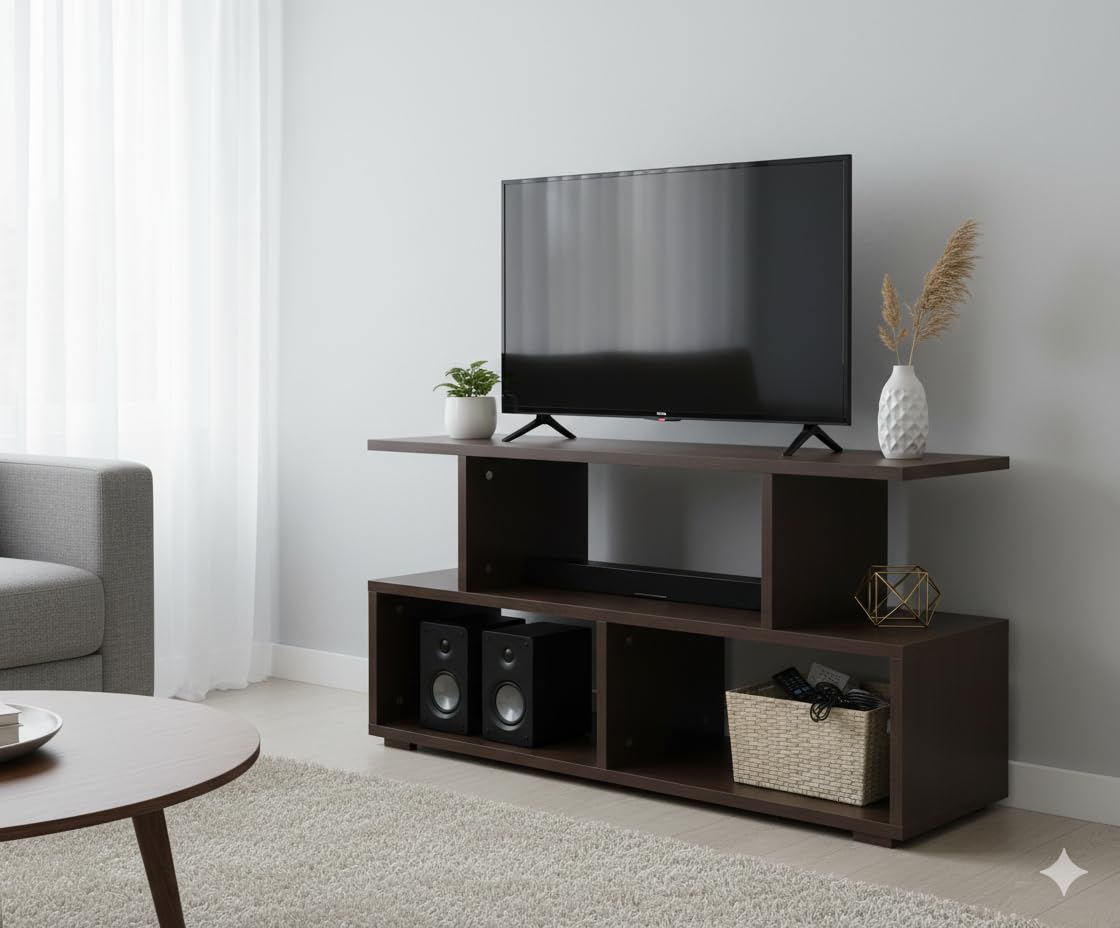 AAROORA Modern Engineered Wood TV Unit Cabinet | Decorative Display Rack & Storage Shelf for Home & Office | Sleek Space Saving Design-image-10