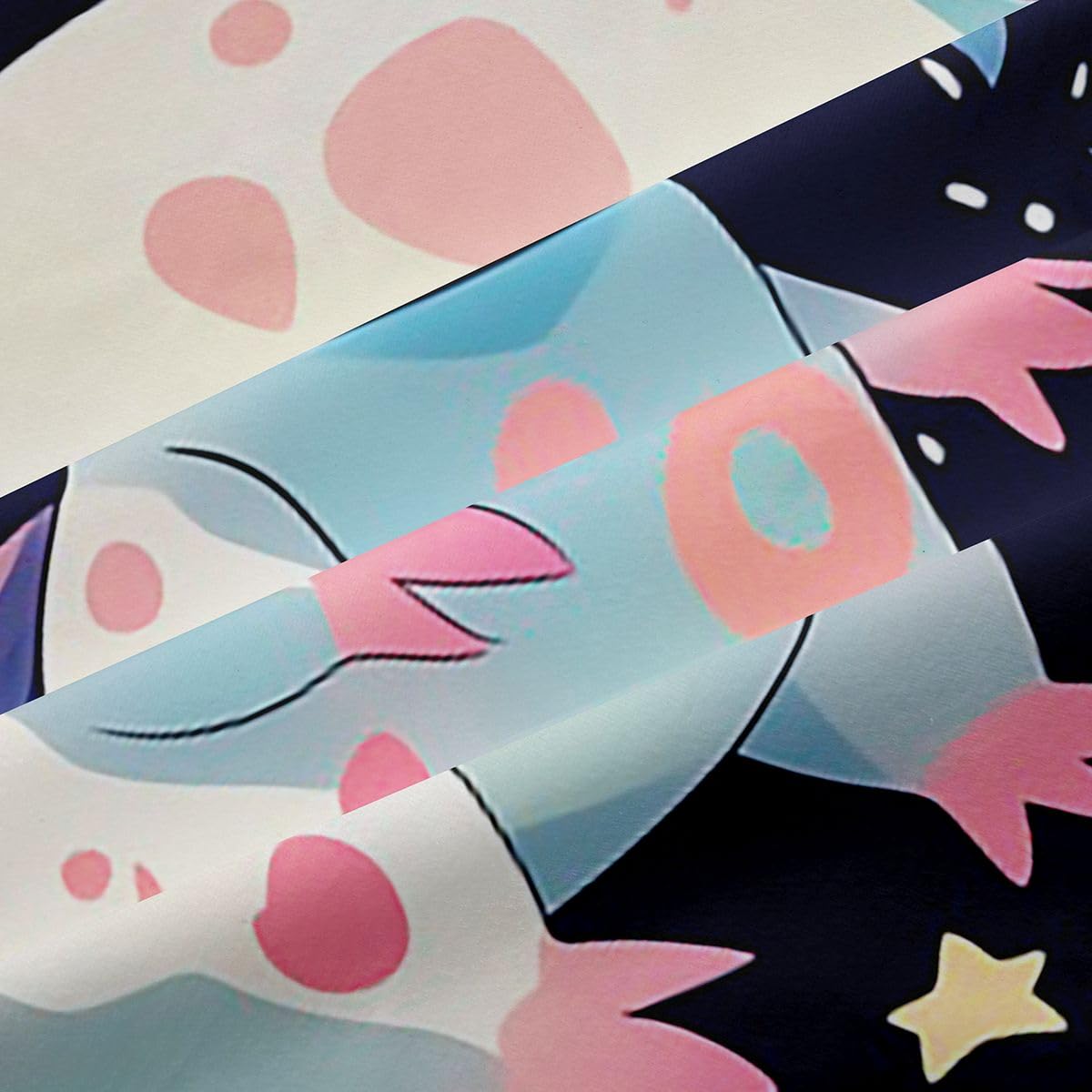 Homemissing Tende oscuranti Axolotl per camera da letto e soggiorno, motivo salamandra, stile kawaii, oceano marino, 2 pannelli, 132 x 228 cm, decorazione per la stanza nera e rosa