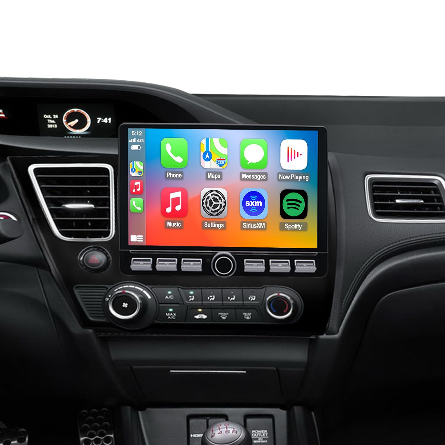 4G LTE QLED Radio for Honda Civic 2012 2013 2014 2015 Upgrade | 8-Core CPU Touch Screen Stereo | Wireless CarPlay & Android Auto | Free Camera