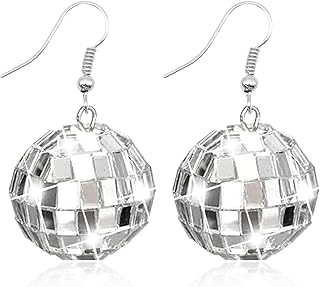 Disco Ball Earrings for Women Colorful Disco Earrings 60s or 70s Disco Mirror Ball Earrings Halloween Party Earrings Halloween Jewelry