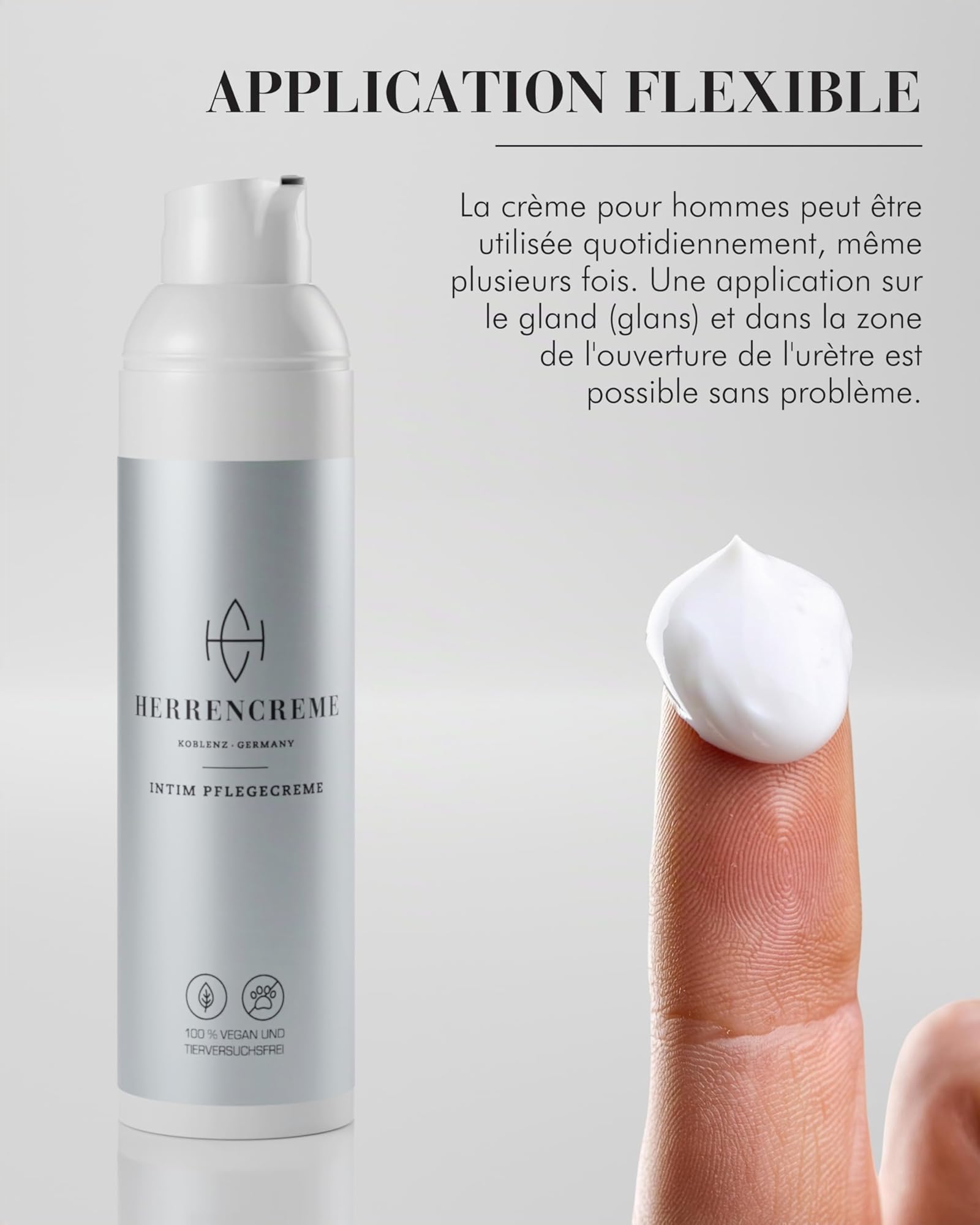 HERRENCREME Soin intime pour hommes 75 ml I Crème intime à base de nano-argent I Pour peau sèche & irritée I Soin intime développé par des urologues I Vegan & testé dermatologiquement