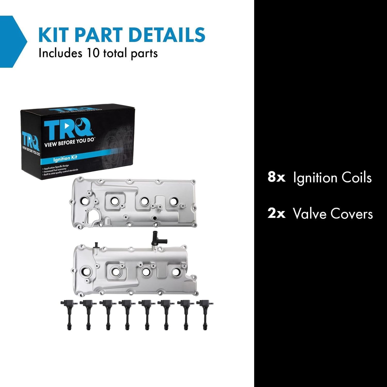 TRQ Ignition Coil Kit 10 Piece Valve Cover Compatible with 2003-2008 Infiniti FX45 2003-2010 M45 2002-2006 Q45