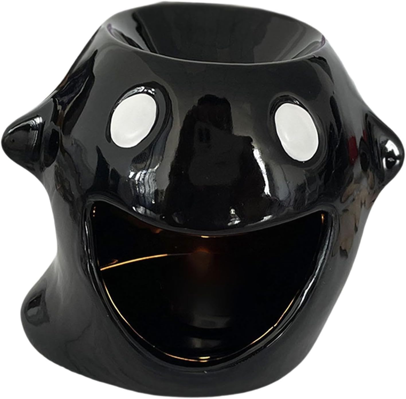 Ceramic Essential Oil Burner Halloween Candle Holder Ceramic Tabletop Ornament for Halloween Bedroom Office Decor - Black
