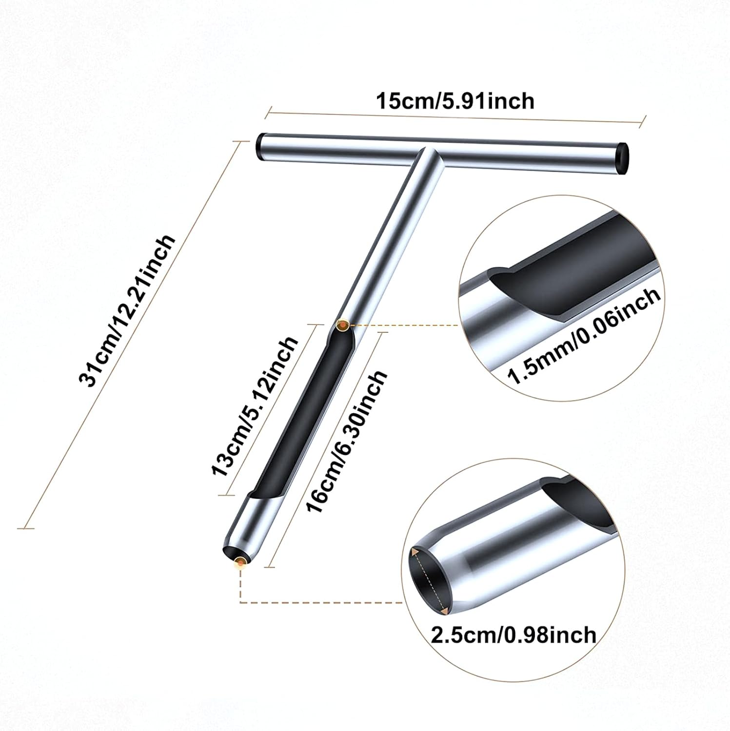 Soil Sampler Probe, Stainless Steel T-Style Handle Soil Test Kits Soil Probes with T-Style Handle, for Soil Sampling Plant Care/Agriculture/Garden/Farm/Golf Course