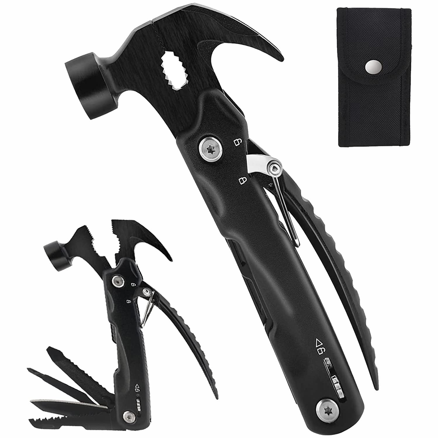 ArabestHammer Multi-Tool, Multitool Camping Accessories Hammer, Multi-Functional 12 in 1 Mini Hammer Camping Gear Survival Tool, for Hunting, Survive, Outdoors, Men, DIY Handyman