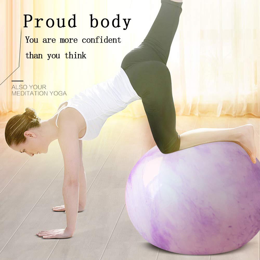 Balles De Yoga，Grand Ballon d'exercice pour La Stabilité Ballon De Musculation avec Pompe à Main Pilates Fitness Gym - pour La Maison Et Le Bureau,Blue-75cm