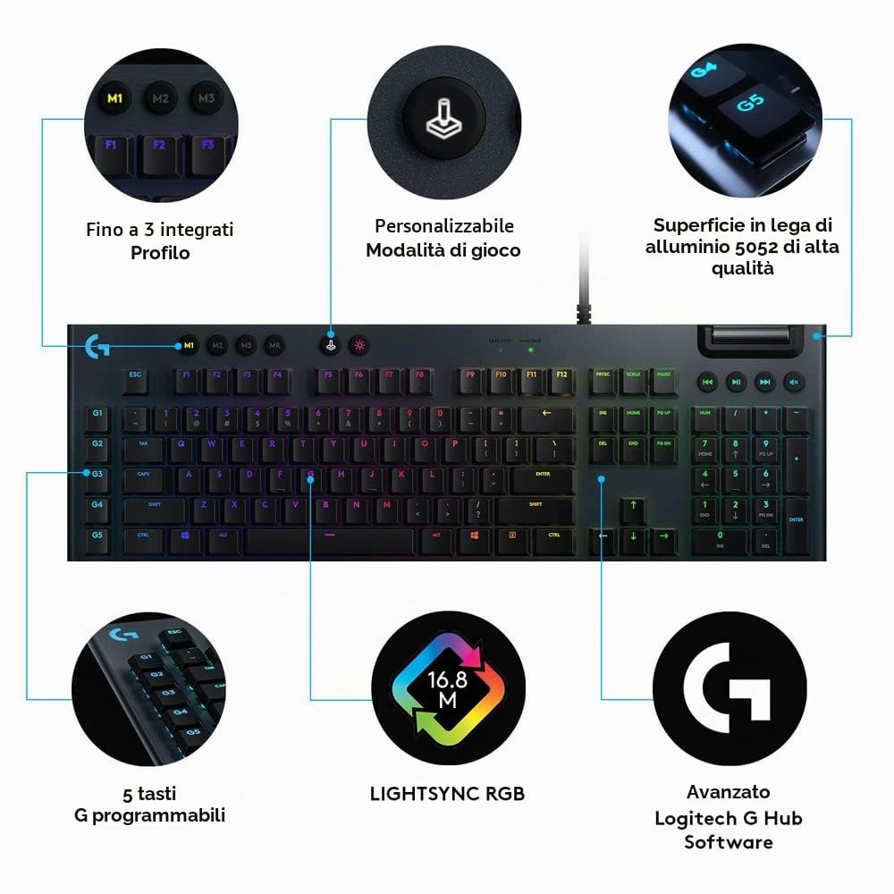 LOGITECH (ALEMÁN) G G815 TECLADO USB QWERTZ Negro
