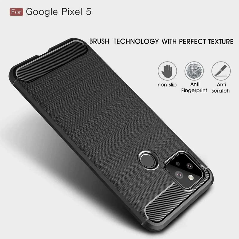 Image of NPRC Hybrid Ultra Slim Protective Case TPU Non-Slip Carbon Fiber Texture Shockproof Case Cover for Google Pixel 5A - Black