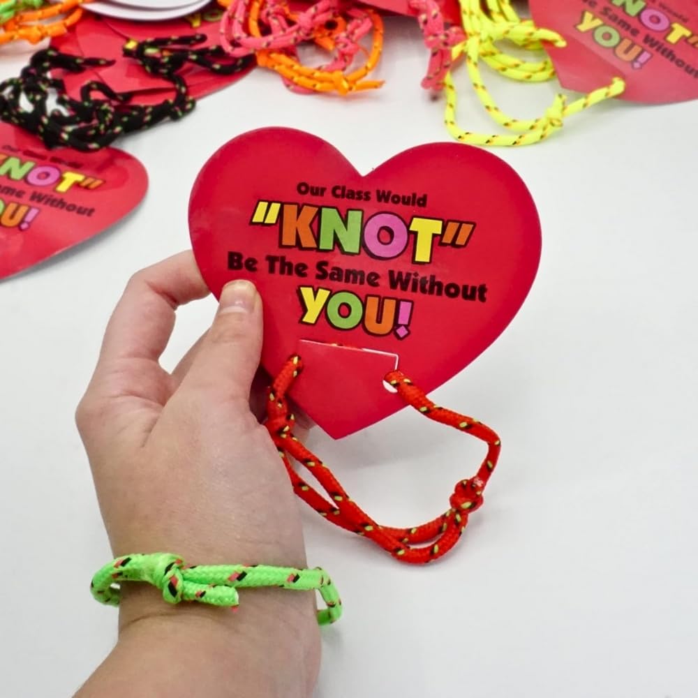 Fun Express Valentine Knot Bracelets with Card (24 Cards with Bracelets) Classroom Valentine Exchange
