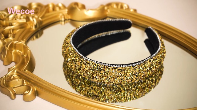 Amazon.com: Wecoe Yellow Gold Glitter Rhinestone Padded Bling