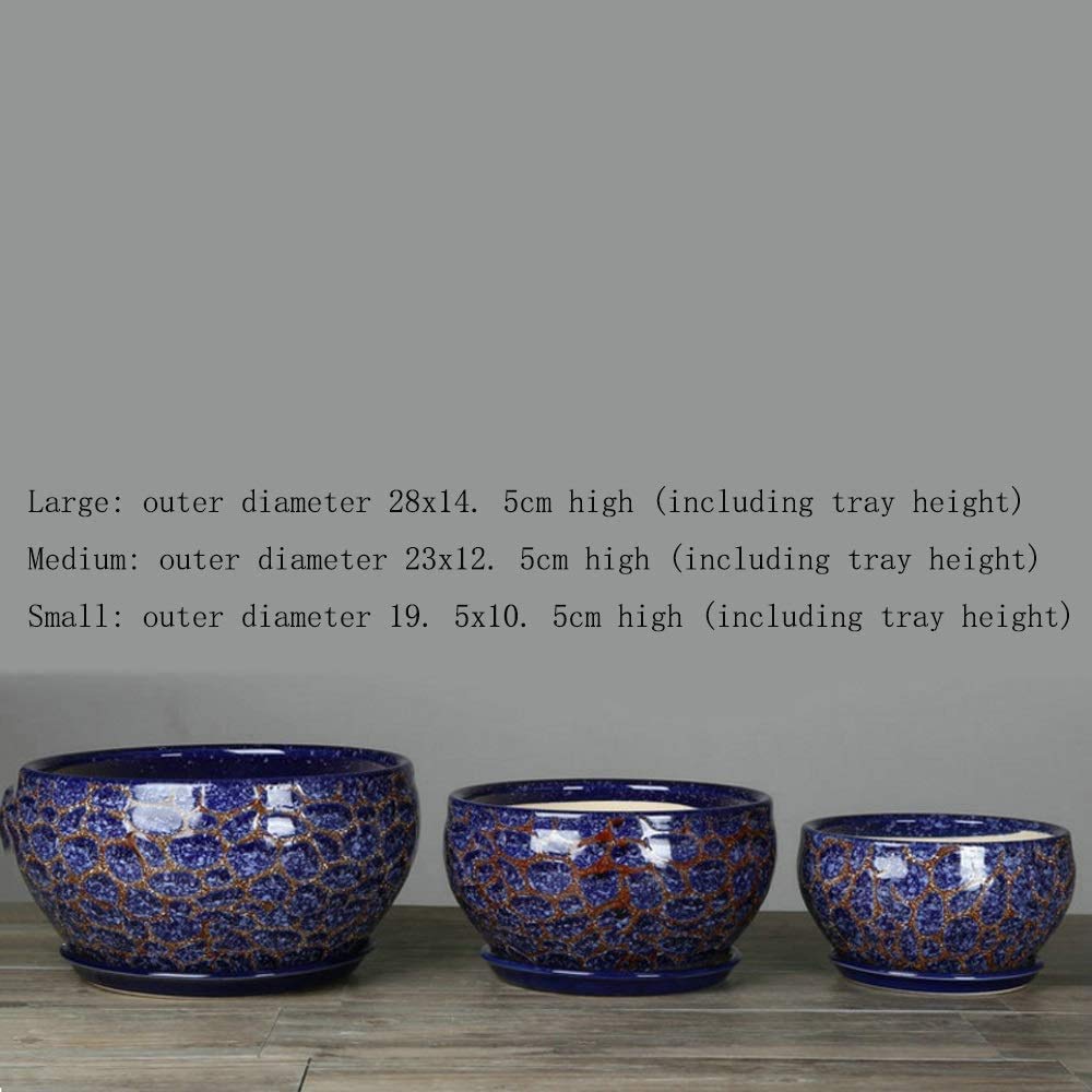 Niebieskie Doniczki Ceramiczne Bardzo Duży Salon Osobowość Umywalka Na Rośliny Z Otworem Drenażowym Doniczki Do Bonsai Ogród Dekoracyjny Stojak Na Kaktusy Ceramiczny Przeszklony Pojemnik Na Kwiaty Z