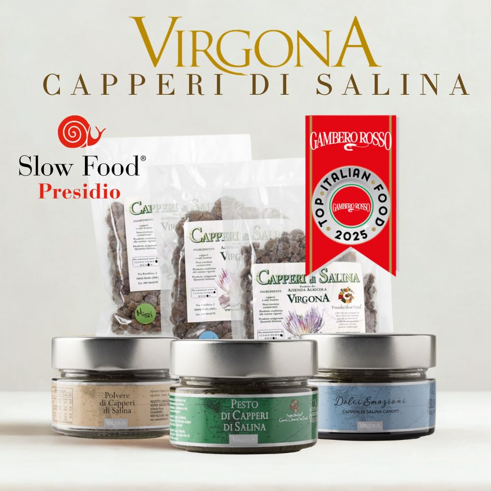 Capperi di Salina Piccoli - Virgona Presidio Slow Food 250g/500g – Premiati Top Food Gambero Rosso 2026 – Capperi delle Isole Eolie – Ingredienti Gourmet Italiani (500g)