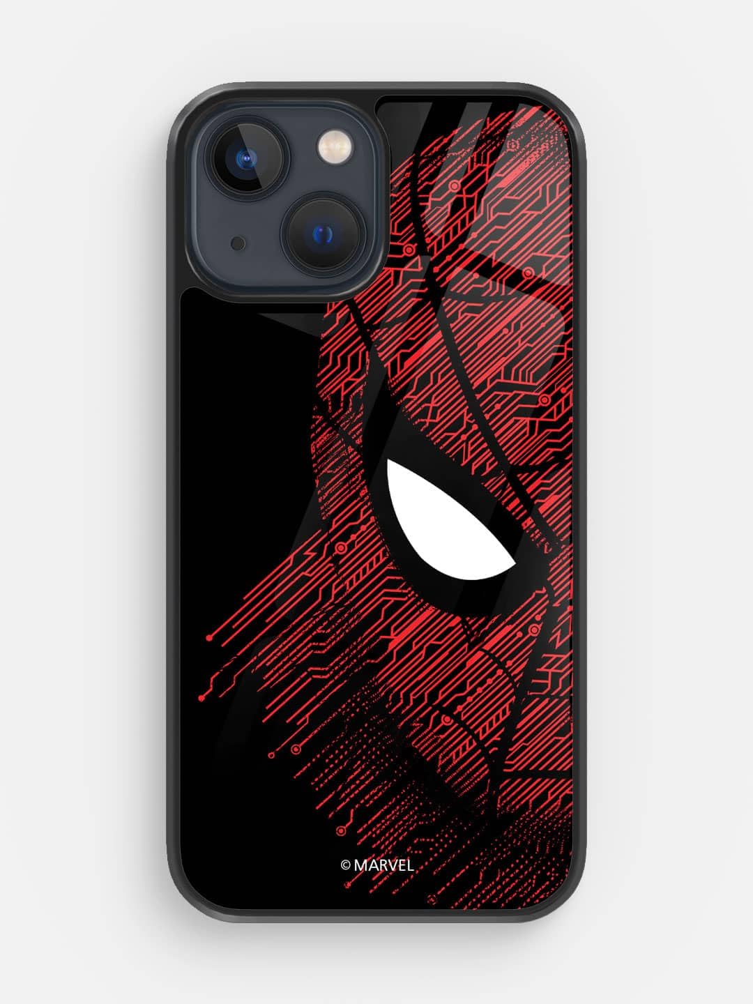 Macmerise Sketch Out Spider Man Glass Back Cover Case Compatible with iPhone 13 | 9H Tempered Glass Back, Soft Shock-Absorbing Rubberized Sides, HD Print, All Sides & Camera Protection, Slim Cover