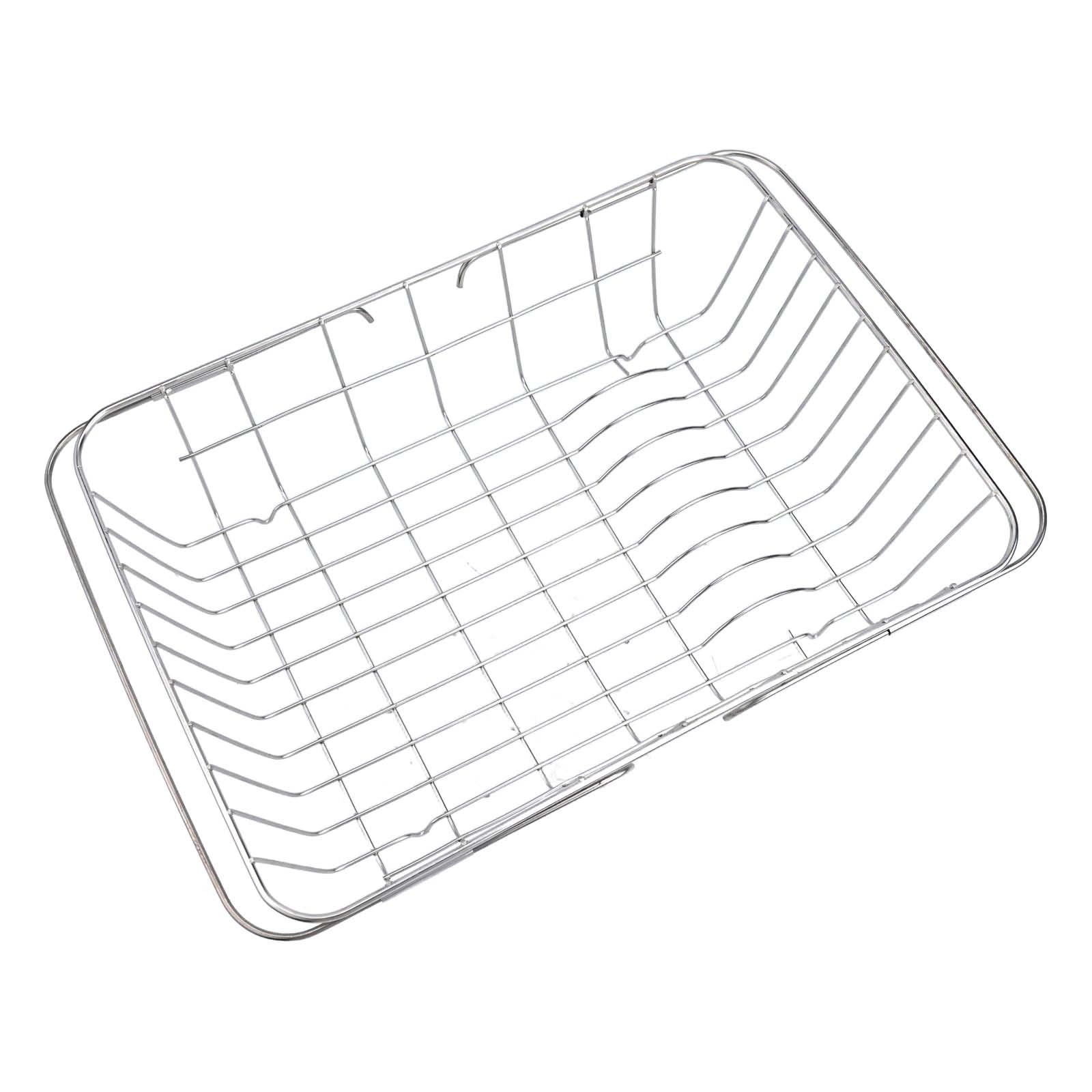 Escurridor de fregadero de cocina, diseño ajustable de acero inoxidable con patas de goma antideslizantes, organizador de secado de platos que ahorra espacio