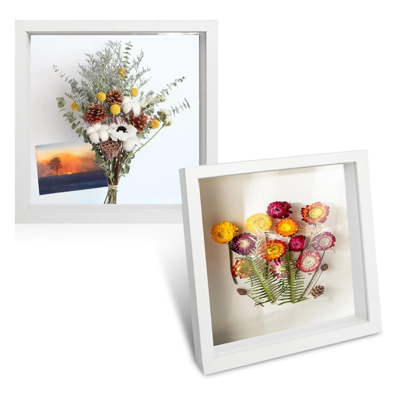 OctBird Cornice portafoto 3D da riempire, 23 x 23 cm, in legno con 3 cm di
