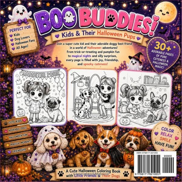 Boo! Buddies!: Kids & Their Halloween Pups: A Cute Halloween Coloring Book with Little Friends & Their Dogs image 3