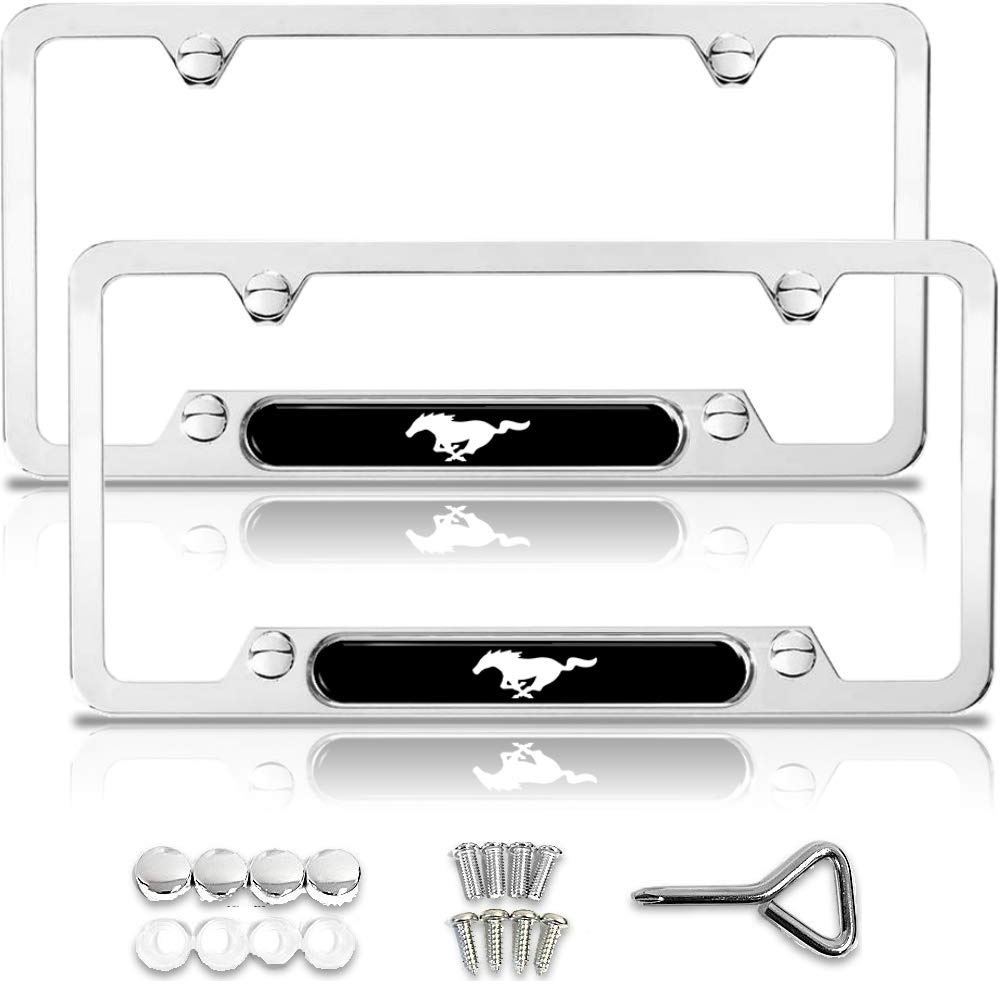 Mustang License Plate Frame, Mustang Accessories, Ford Mustang Accessories, Chrome License Plate Frame,Ford License Plate Frame,Ford Mustang Gifts,License Plate Frame Chrome,Metal License Plate Frame