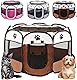 Welpenauslauf Faltbar, Welpenlaufstall Tierlaufstall Laufstall Hund, 74x74x43cm, Katzengehege Outdoor & Indoor, Oxfordgewebe, für Hunde, Katzen, Hasen, Kleintiere (Kaffee)