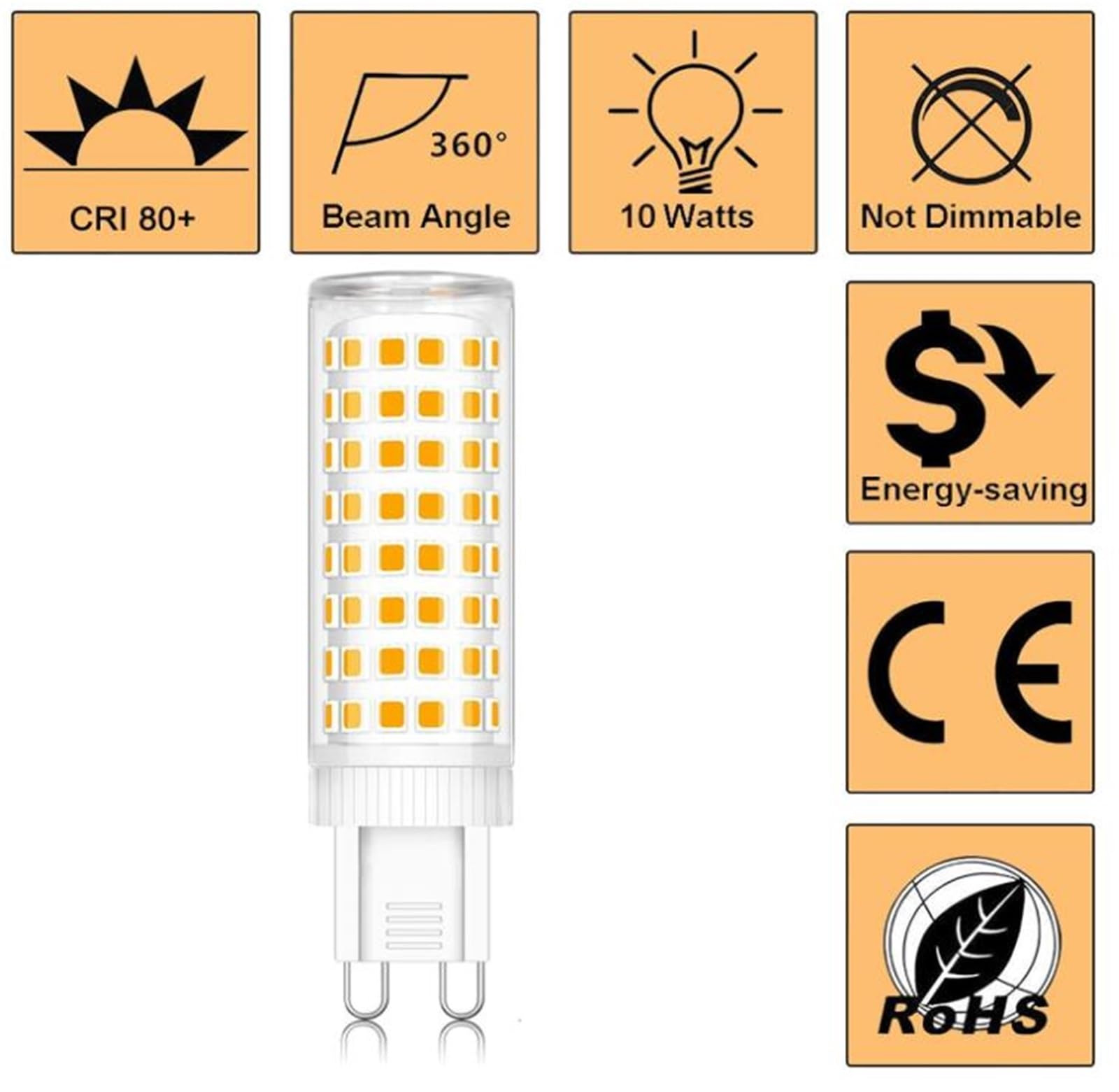 Lampadine LED G9 10W equivalenti 100W Senza sfarfallio (CRI) >80 Non dimmerabile Per lampadari lampadari cristallo faretti plafoniere specchi lampade tavolo(Natural White 4000K,10PACK)