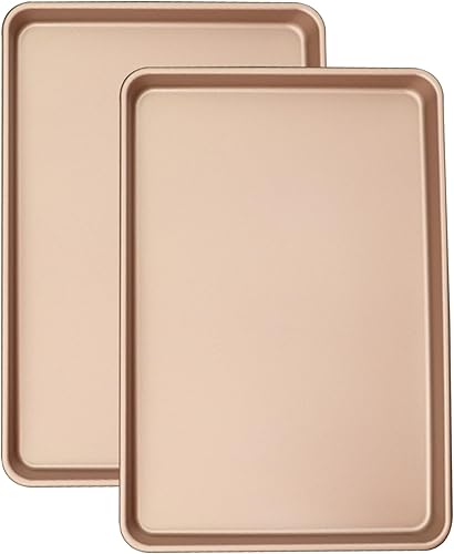 Juego de bandejas grandes para galletas, bandejas para hornear para horno antiadherentes, juego de bandejas para hornear, 11 x 16 pulgadas, 2