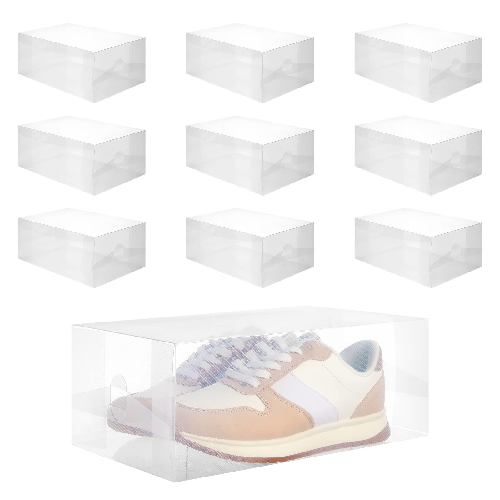 Juvale 10 Pack Foldable Clear Plastic Shoe Storage Boxes, Stackable ...