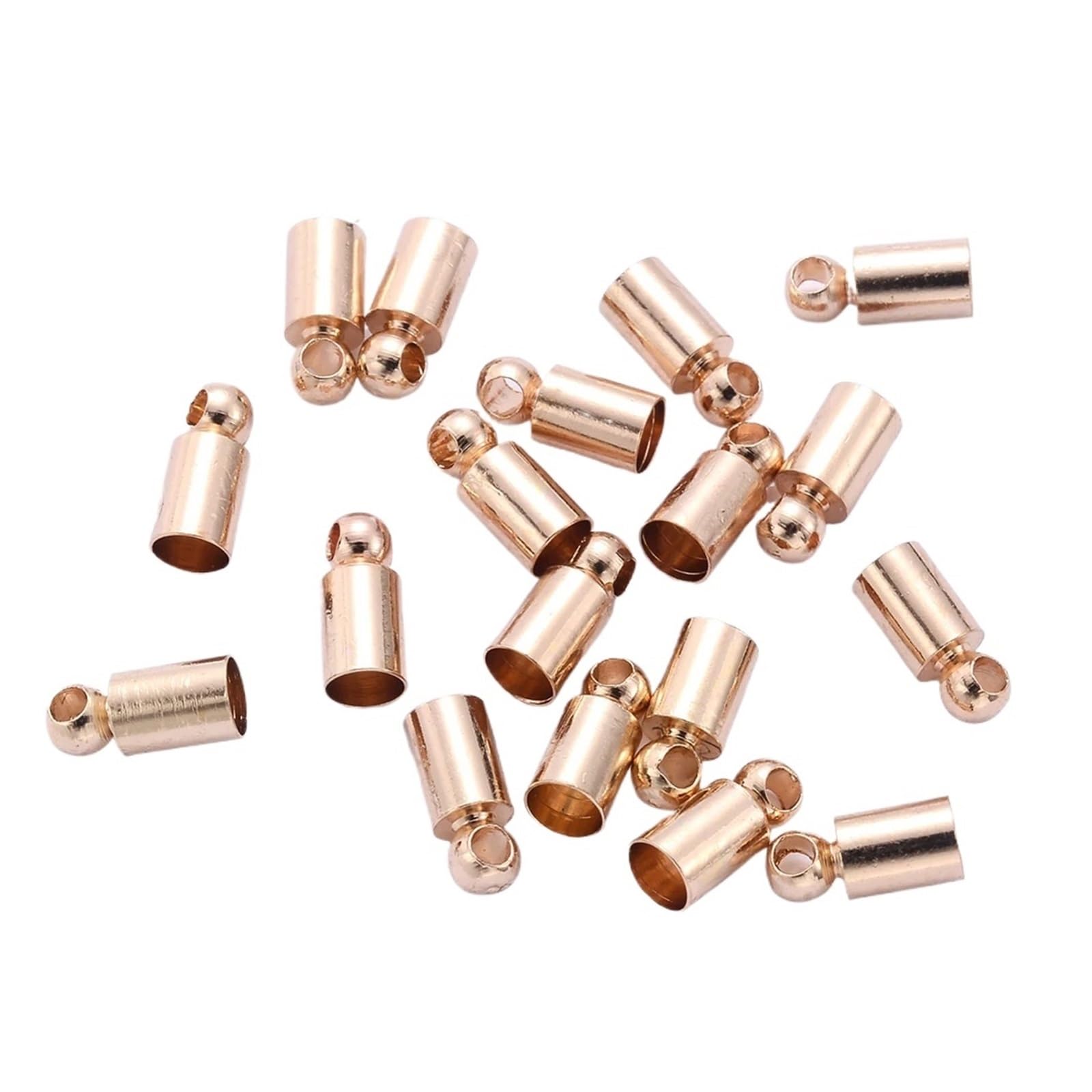 WEKONUMEX Rope Stoppers, Rope Stoppers End Tip Caps Pack Of 50 Multicolor 2-10mm Metal Cord Beads Jewelry Making DIY(Rose Gold,Diameter 4.5mm)