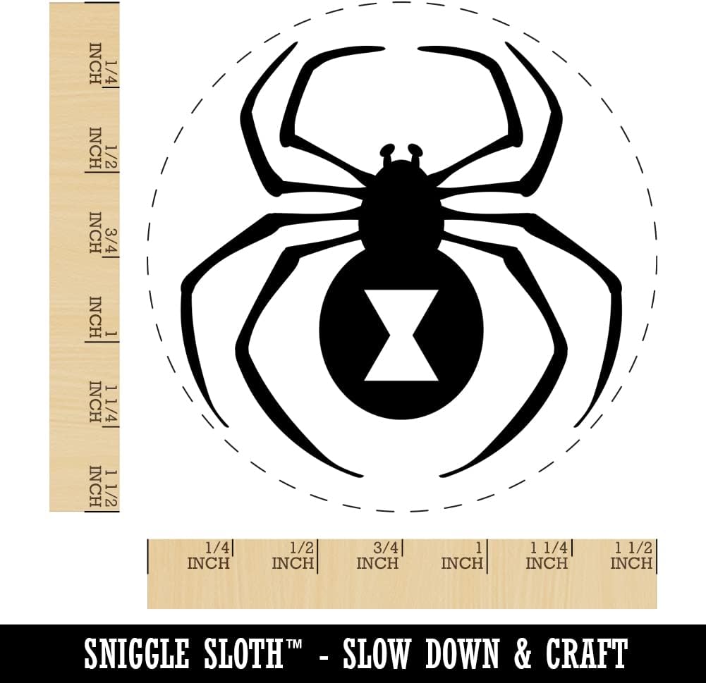 Black Widow Spider Self-Inking Rubber Stamp Ink Stamper for Stamping Crafting Planners - 1-1/2 Inch Large - Black Ink