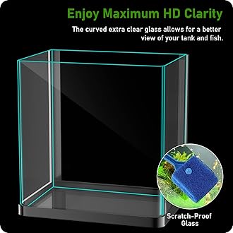 PONDON Betta Fish Tank, 2 Gallon Glass Aquarium, 3 in 1 Fish Tank with Filter and Light, Desktop Small Fish Tank for Betta Fish, Shrimp, Goldfish (Black)