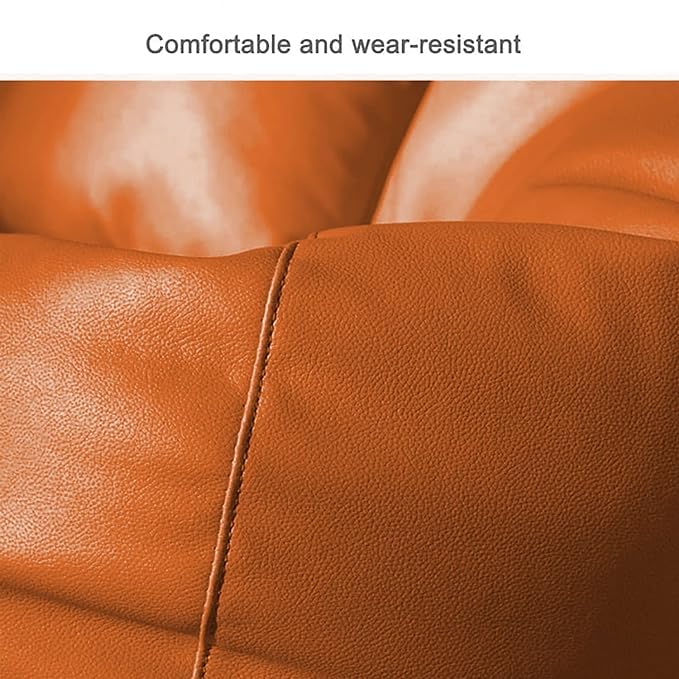 Image of INSTER Combo of Bean Bag Cover with Footrest and Cushion Only (Without Filling) Faux Leather Bean Bag Chair Couch Cover Seat Lazy Sofa (4XL, Orange)