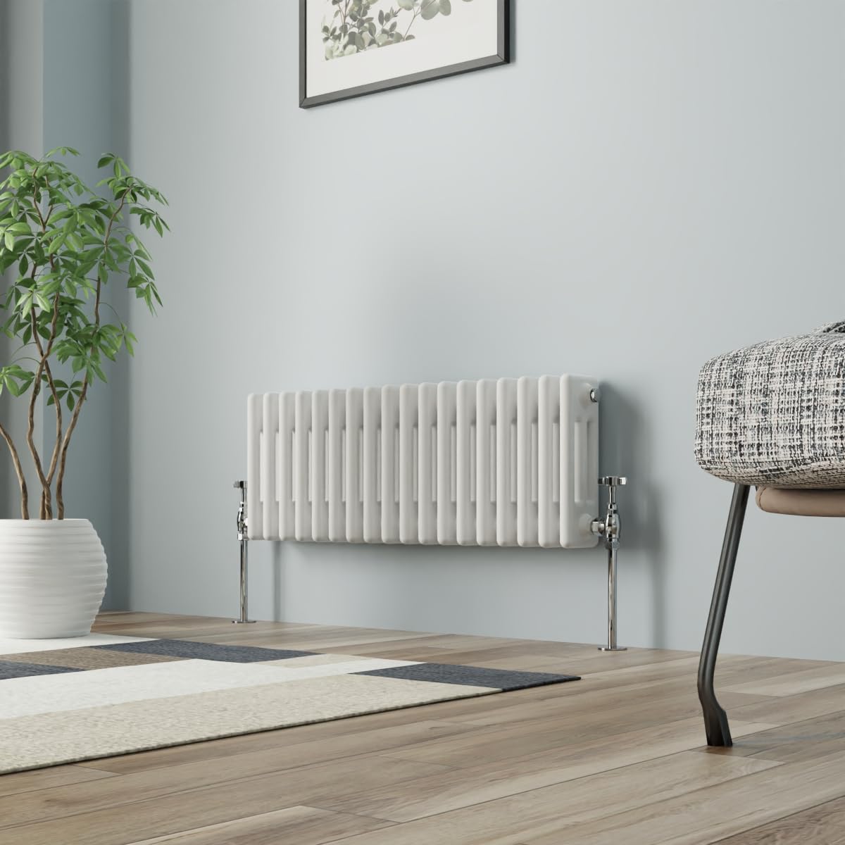 NRG Colonna Radiatore Bianco 300x832mmTriple Tradizionale Stile Ghisa Riscaldatore Interni Designer Orizzontale Bagno Radiatori