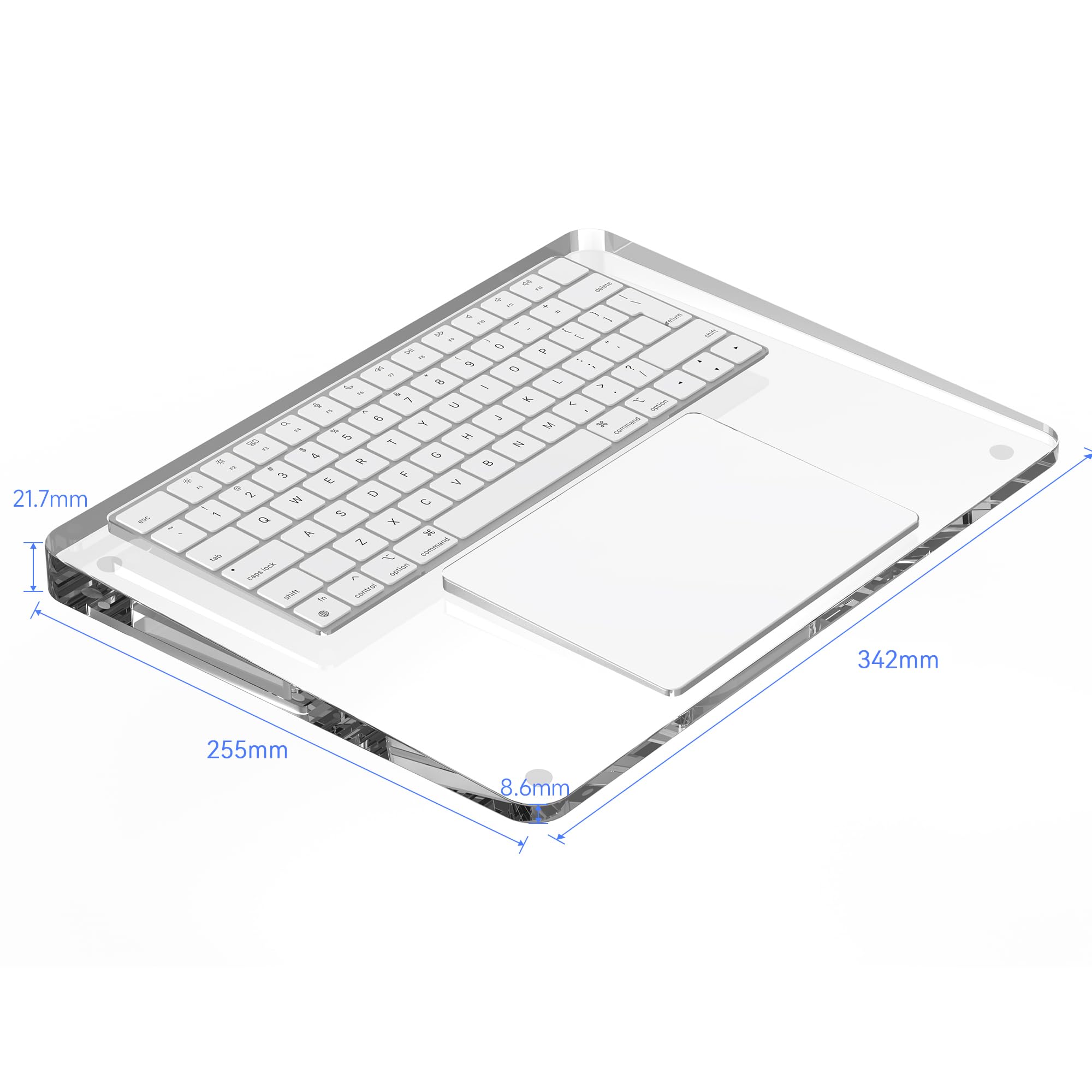 Support en acrylique transparent et repose-poignet compatible avec Apple Magic Keyboard & Magic Trackpad 2/3, plateau de clavier ergonomique – Transparent (clavier et trackpad non inclus)