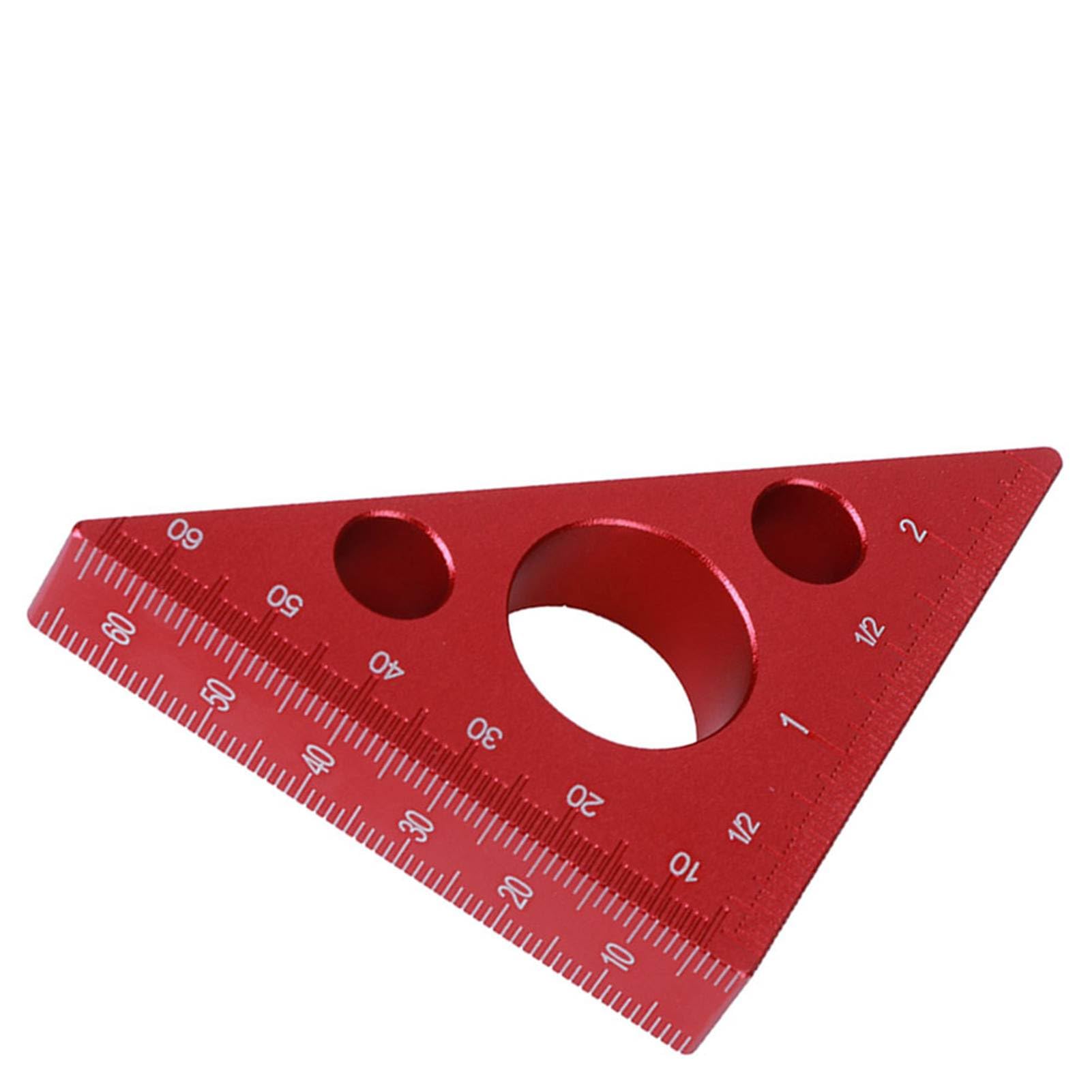MRKU Righello Triangolare ad Angolo retto da 2 Pollici/6 cm, in Lega di Alluminio per la Lavorazione del Legno, con Doppia Scala di misurazione in Centimetri e Pollici.