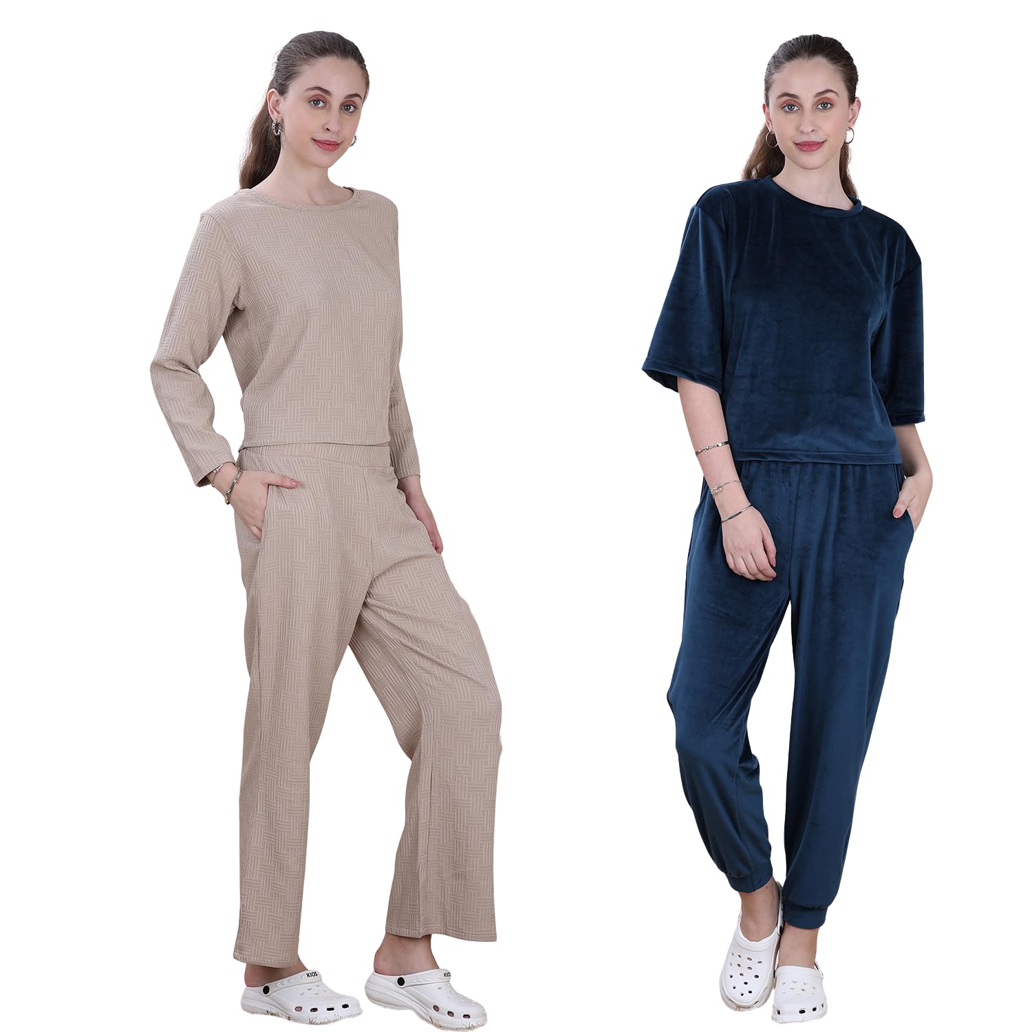 Women's Co-Ord Set Combo of 2 | Soft & Stretchable Fabric | Comfortable Fit 2-Piece Lounge Wear | Stylish Top & Bottom Set for Nightwear & Daywear