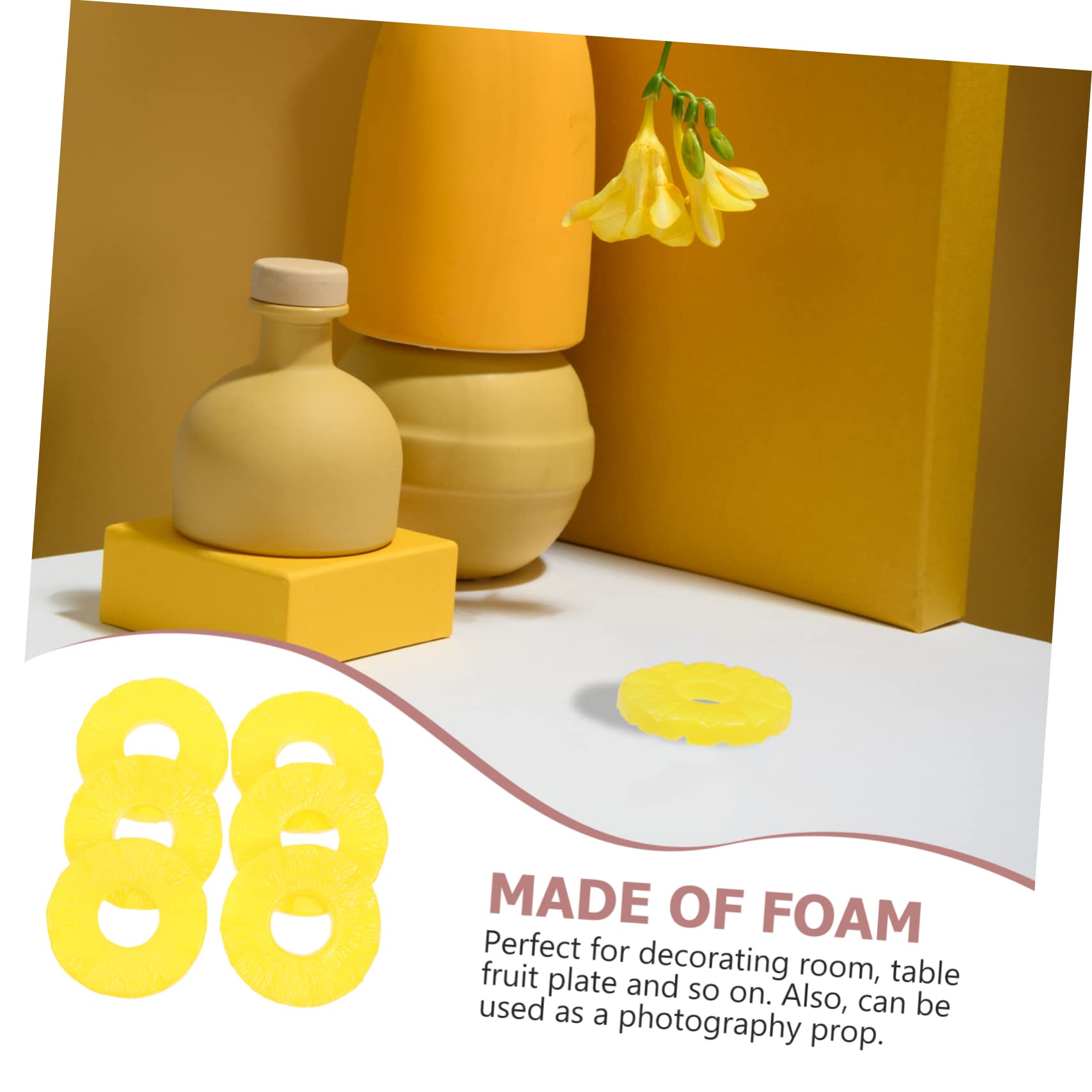GARVALON 24piezas Rodajas De Piña Artificiales De Plástico Decoración De Frutas Falsas para Fotografía Accesorios De Fiesta y Hogar