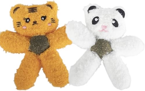 Miniatura 13 de Juguetes para gatos con hierba gatera para gatitos, morder, roer, suministros para aliviar el aburrimiento, peluche esponjoso, limpieza de dientes