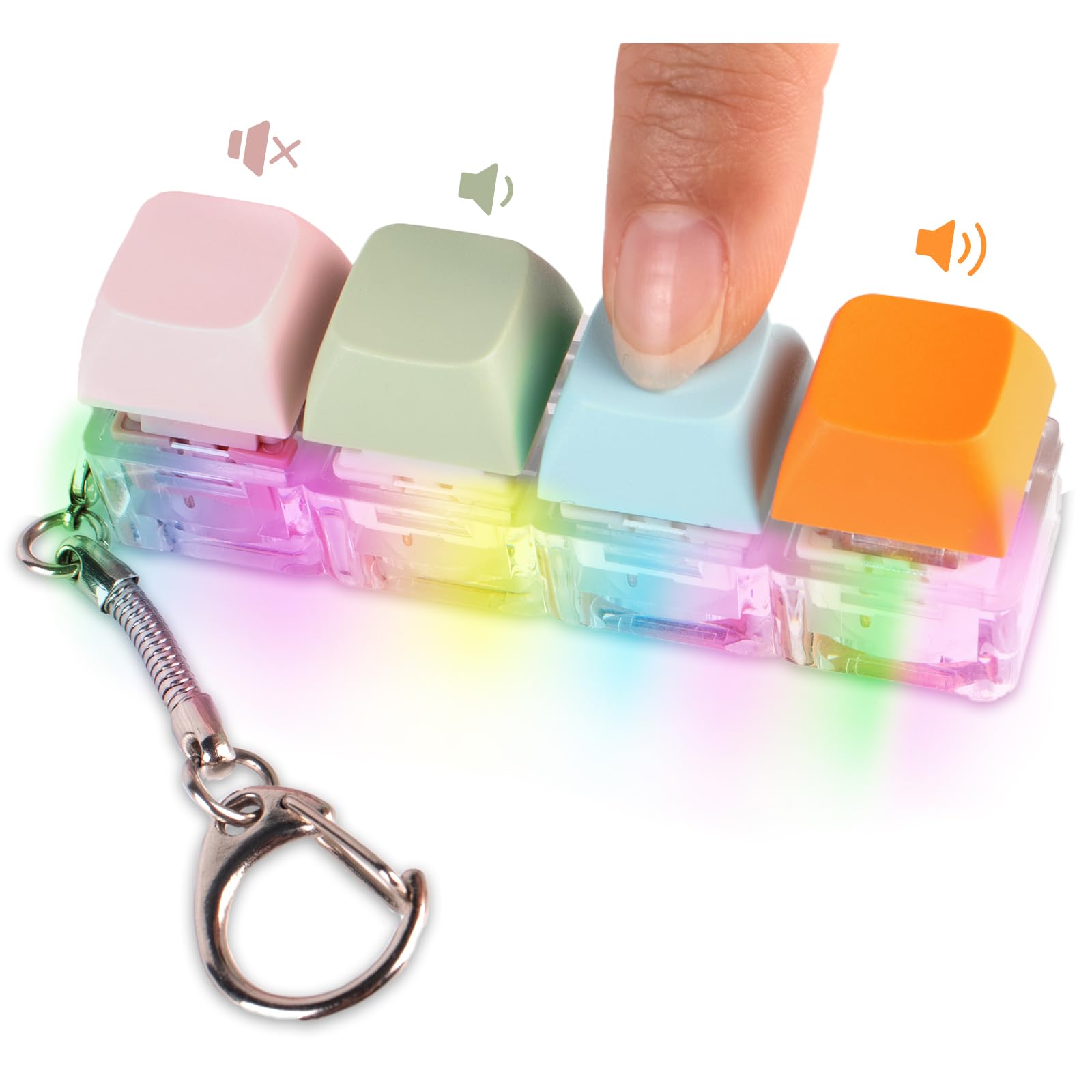 Byhoo Fidget Keyboard - 3 Types of Touch, 3 Speed Colored Lights, Linear Clicker Toy to Relieve Stress