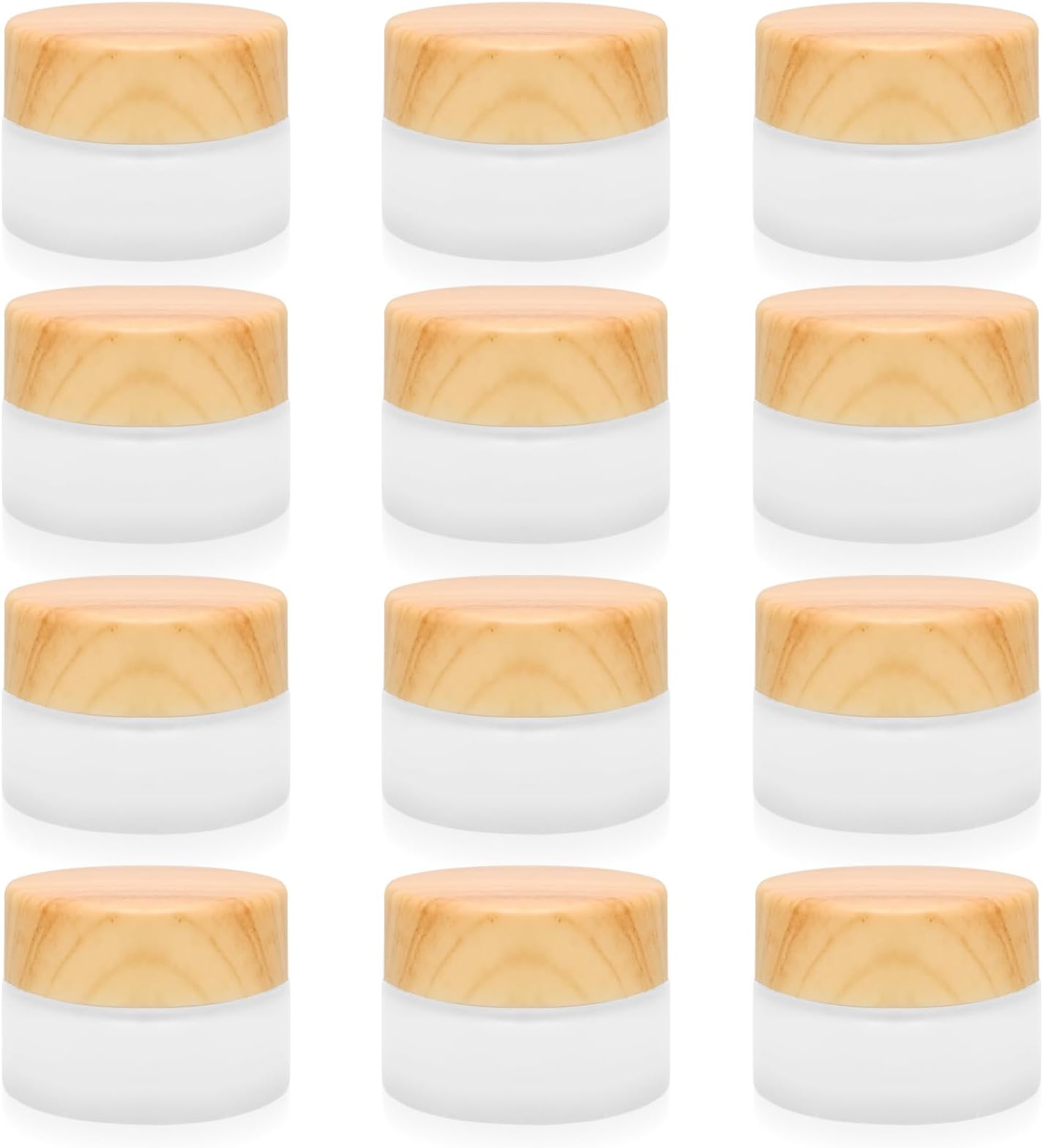 12 Pcs Glass Cosmetic Containers 5 Grams Round Frosted Cosmetic Jars with Leak proof lids Empty glass sample Jars Scrub Balm Lotions Sample Containers for Makeup Lotion Lip Balm Eye Cream