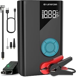 Jump Starter with Air Compressor,Lenercom 1500A Car Battery Jump Starter with 150PSI Digital Tire Inflator,12V Auto Battery Booster with USB Quick Charge 3.0 (Up to 7.0L Gas/4.0L Diesel Engine)