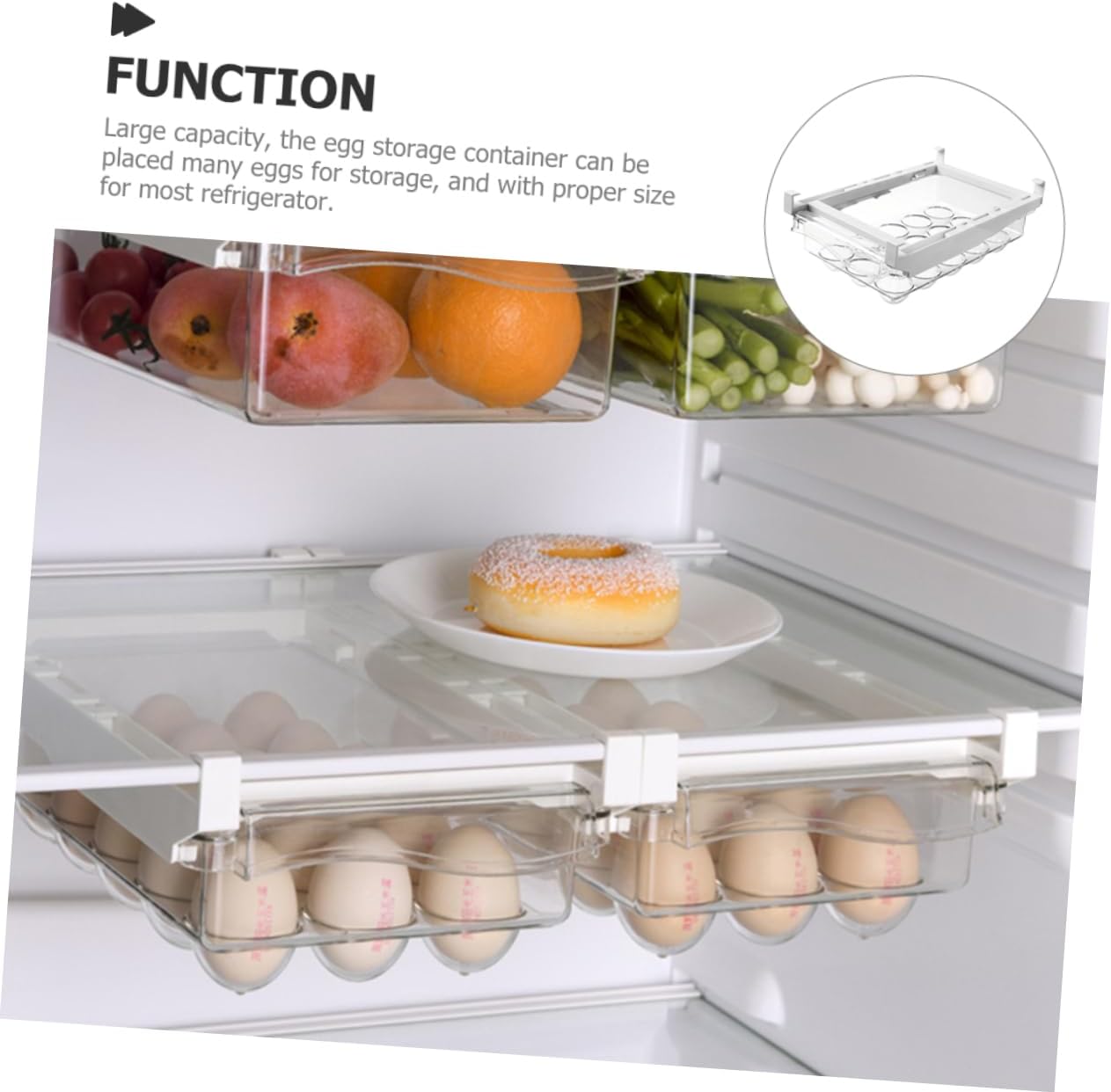Egg Holder for Refrigerator Eggs Organized Storage Box Refrigerator Organizer