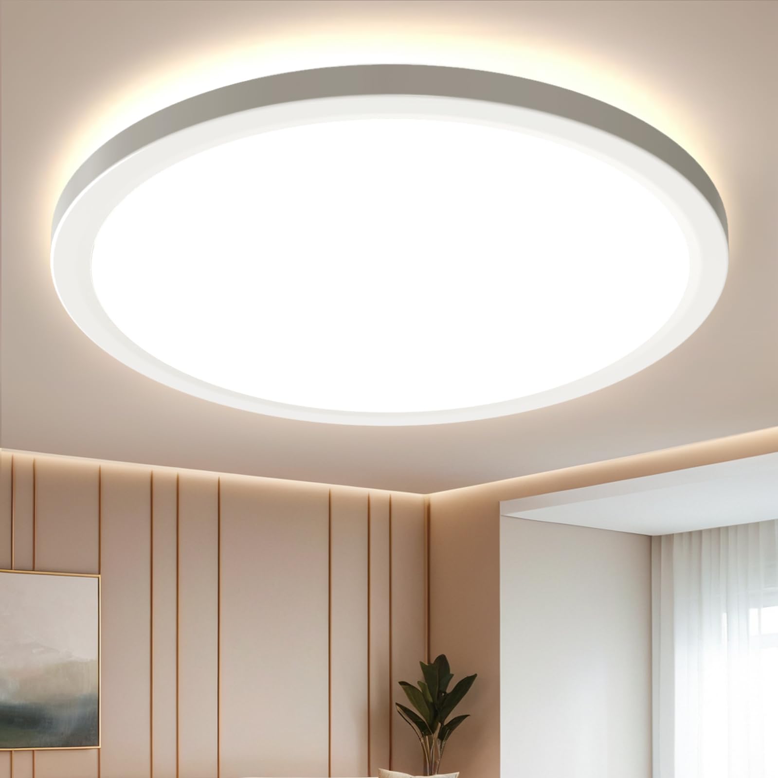 EASY EAGLE Plafon LED Techo, 50CM Superficie Panel Led 4000K, 52W Lámpara de Techo Moderna, Luz LED Techo Para Oficina Dormitorio Salon Cocina Comedor Balcón Baño, Redondo — view 30