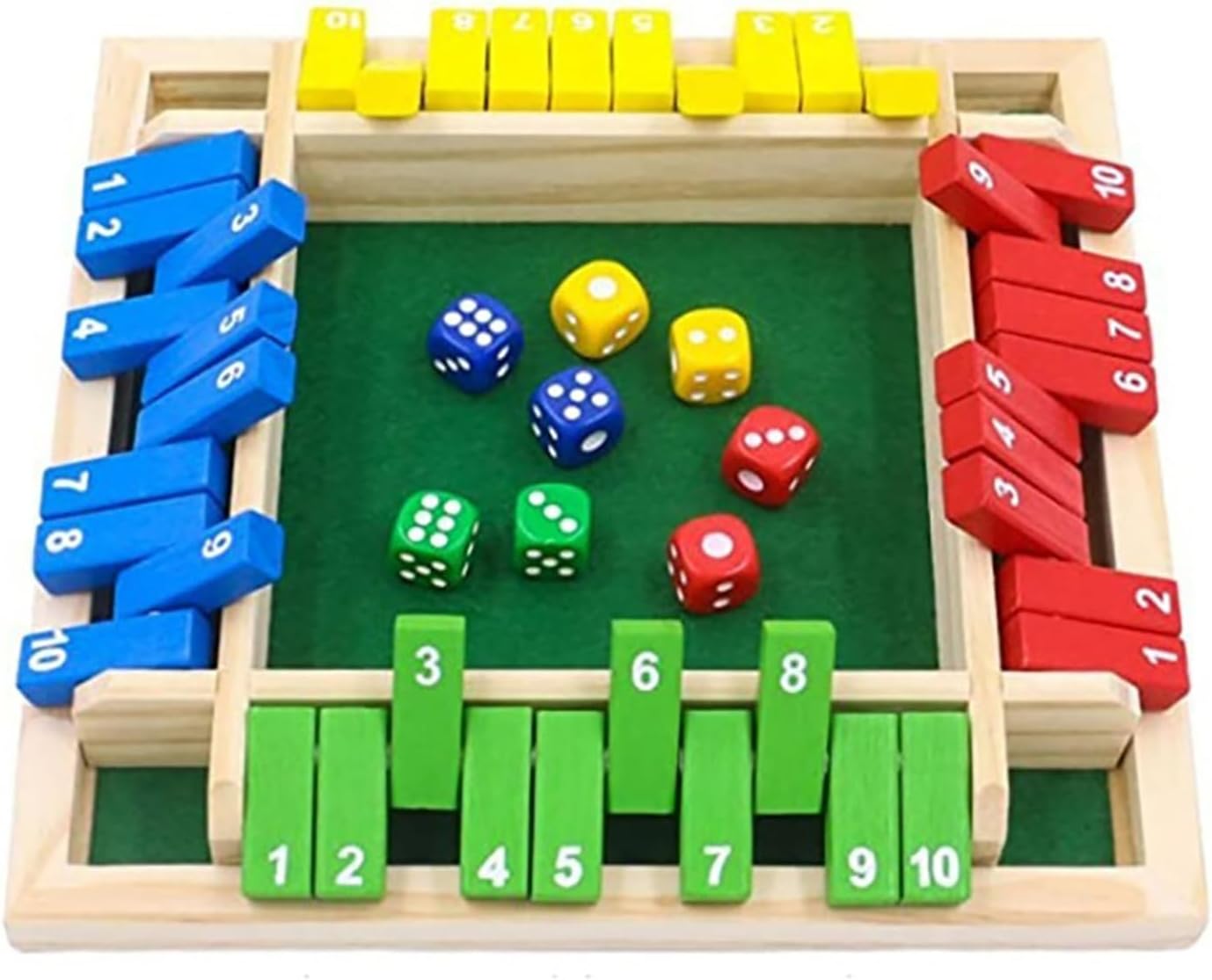 Shut The Box 10 en bois avec 2 dés - Jeu Traditionnel - Boutique