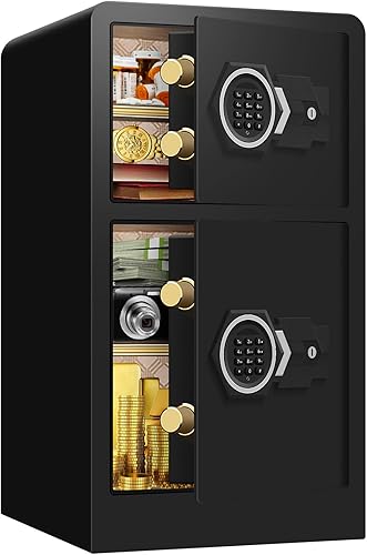 Caja fuerte doble extra grande de 5.5 pies cúbicos para el hogar, resistente al fuego, impermeable, antirrobo digital con compartimento oculto, caja