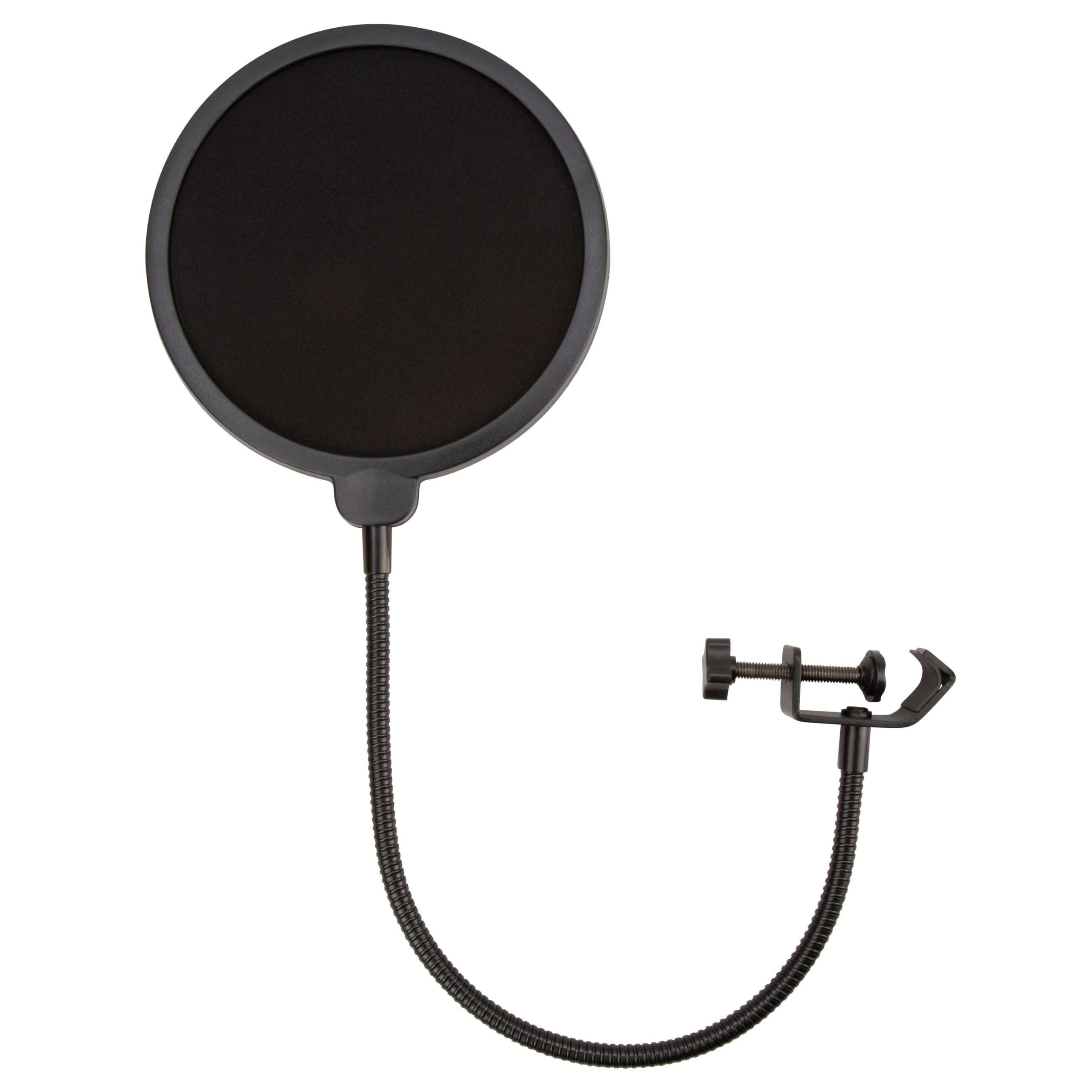Microphone Pop Filter with Dual Layered Wind Screen Shield, Flexible 360° Gooseneck Stabilizing Arm, and Heavy-Duty Desktop Clip for Podcasting, Gaming, and Mic Recording
