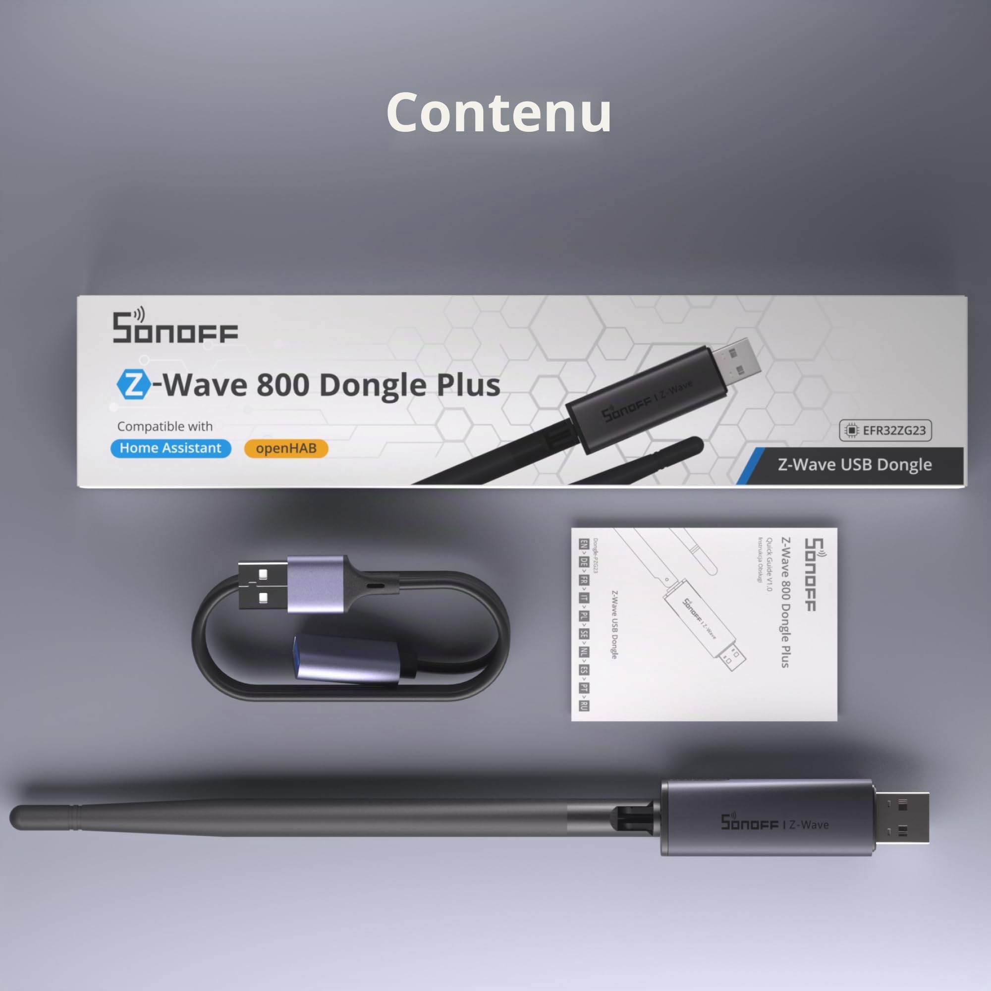 SONOFF Z-Wave 800 Dongle Plus Dongle-PZG23 Clé USB EFR32ZG23 Compatible Home Assistant OpenHAB Sécurité S2 Contrôle Smart Home
