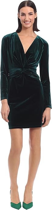 Donna Morgan Women's Twist Waist Velvet Dress Party Cocktail